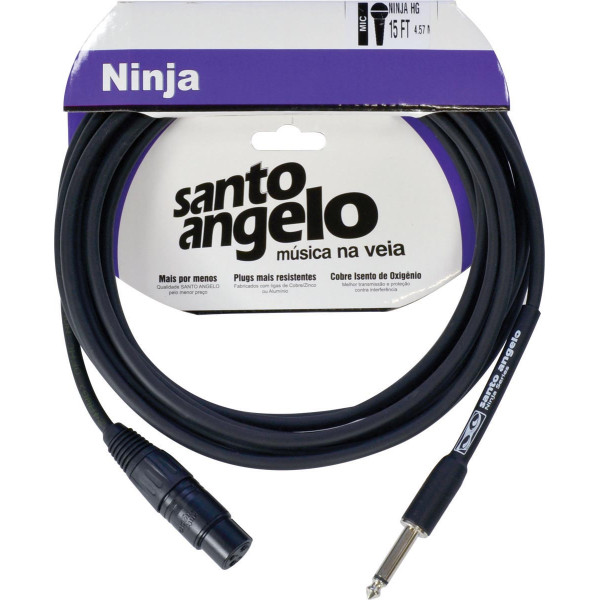 Cabo De Microfone Ninja Hg 0,20 Mm Conector P10/xlr Femea 15ft 4,57 Metros Preto